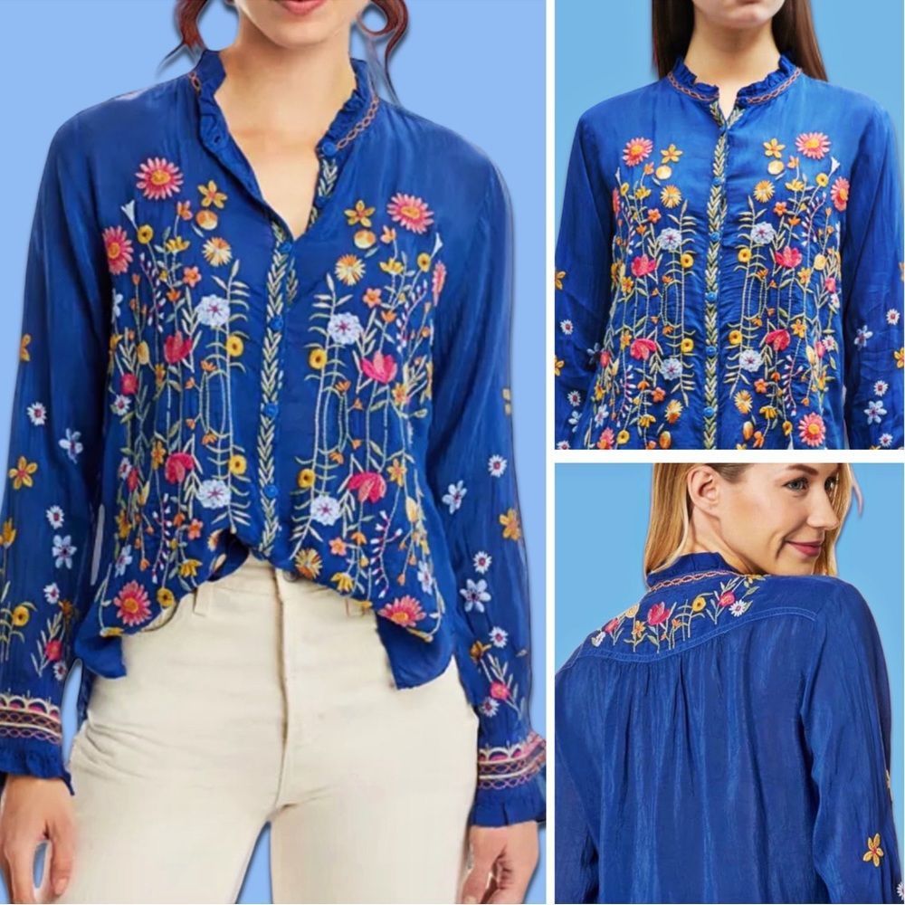 NWT Johnny Was Lolanda Embroidered Button Front Shirt - Picture 6 of 16